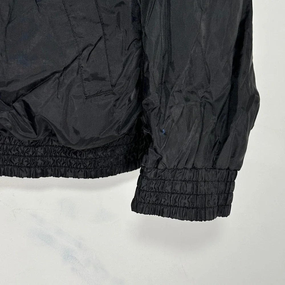 Jerzees XL Black Nylon Hooded Windbreaker Jacket‎ Fleece Lined Full Zip Z Logo